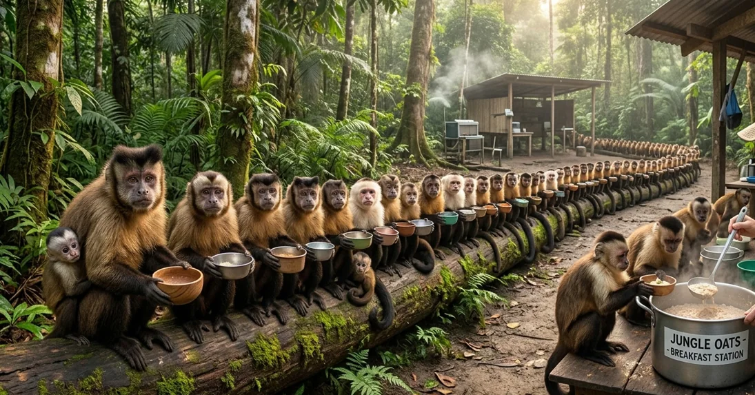 Capuchin food support in sanctuary setting