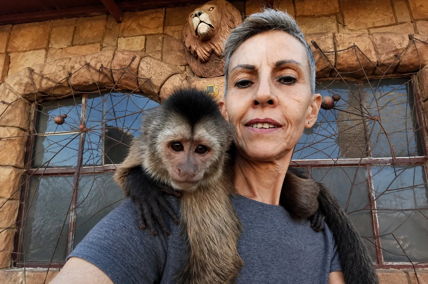 Marlene with a rescued capuchin